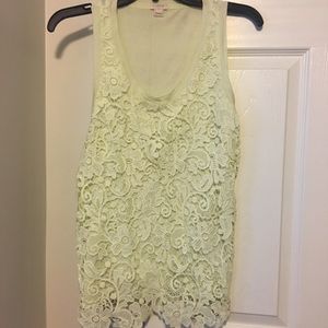 JCrew light yellow lace tank top